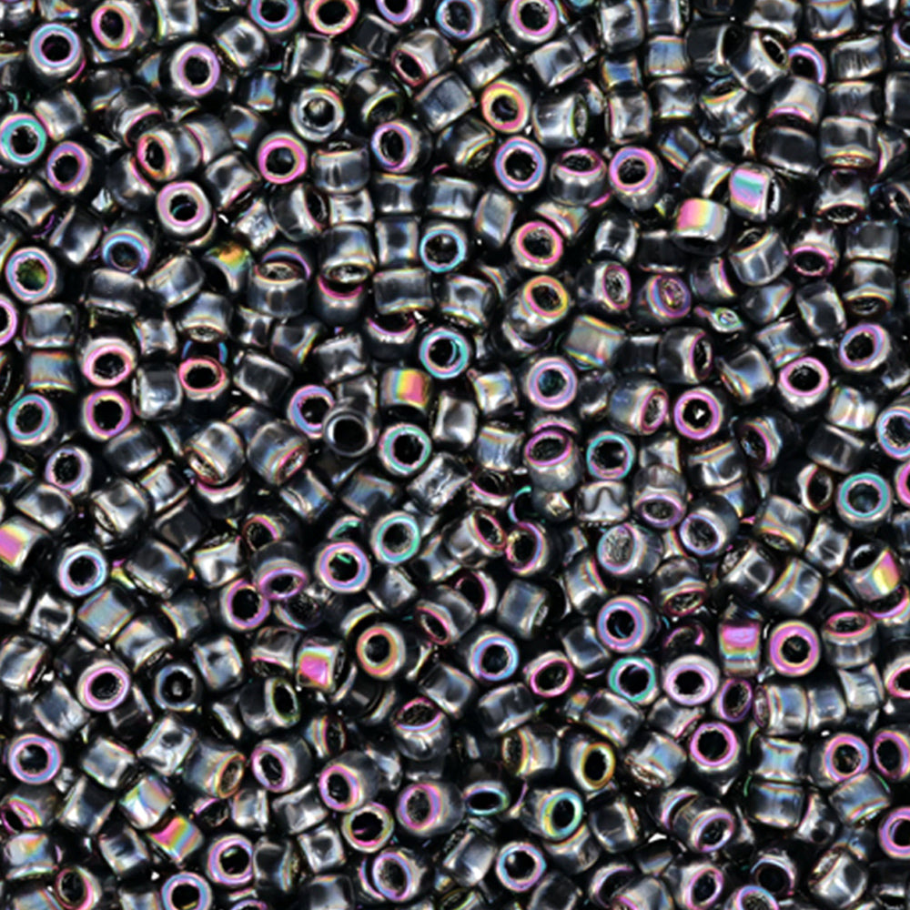 Czech Glass Matubo, 10/0 Seed Bead, Jet Full Vitrail Green (2.5 Inch Tube)