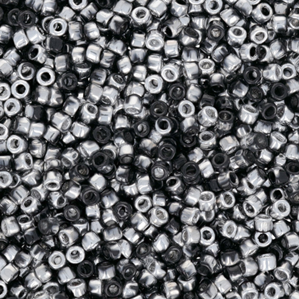 Czech Glass Matubo, 10/0 Seed Bead, Jet Silver 1/2 Coat (2.5 Inch Tube)