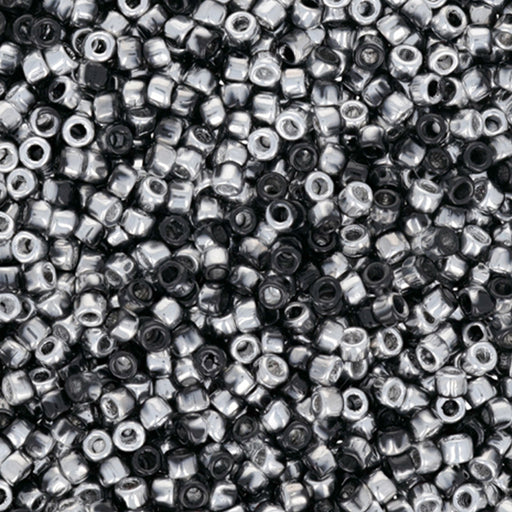 Czech Glass Matubo, 10/0 Seed Bead, Jet Silver 1/2 Coat (2.5 Inch Tube)