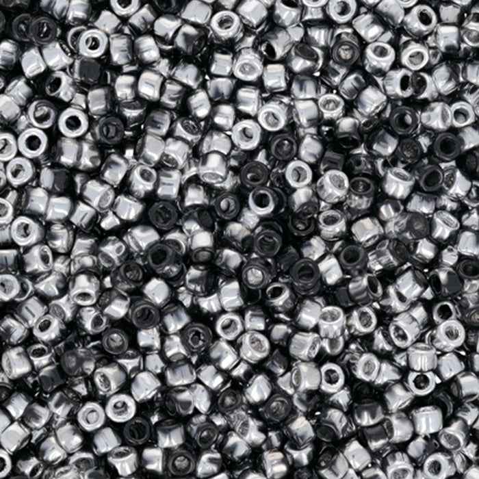 Czech Glass Matubo, 10/0 Seed Bead, Jet Silver 1/2 Coat (2.5 Inch Tube)