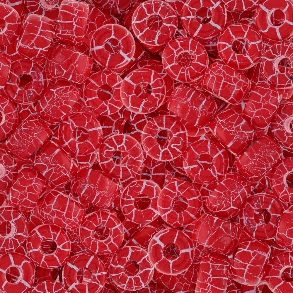 Czech Glass Matubo, 2/0 Seed Bead, Ionic Red/White (5.5 Inch Tube)