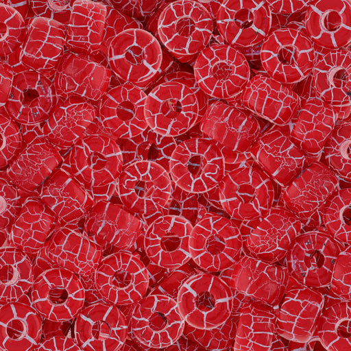 Czech Glass Matubo, 2/0 Seed Bead, Ionic Red/White (5.5 Inch Tube)