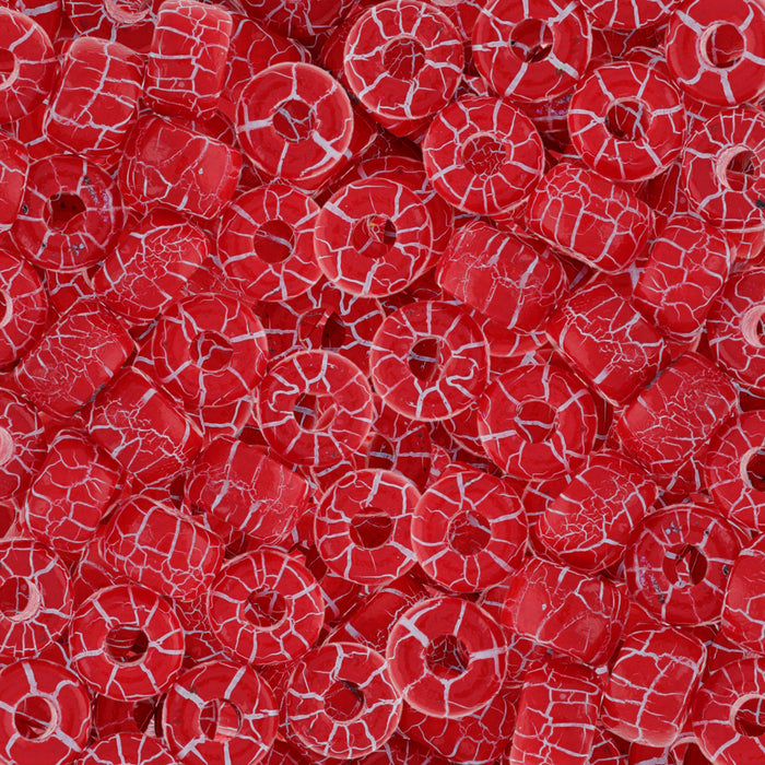 Czech Glass Matubo, 2/0 Seed Bead, Ionic Red/White (5.5 Inch Tube)