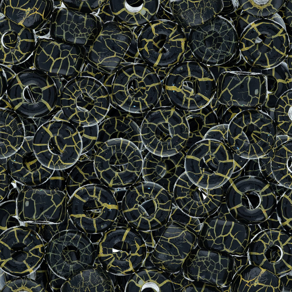 Czech Glass Matubo, 2/0 Seed Bead, Ionic Jet/Yellow (5.5 Inch Tube)