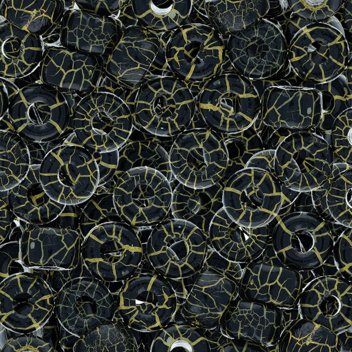 Czech Glass Matubo, 2/0 Seed Bead, Ionic Jet/Yellow (5.5 Inch Tube)