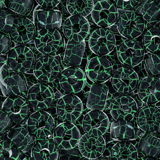 Czech Glass Matubo, 2/0 Seed Bead, Ionic Jet/Green (5.5 Inch Tube)