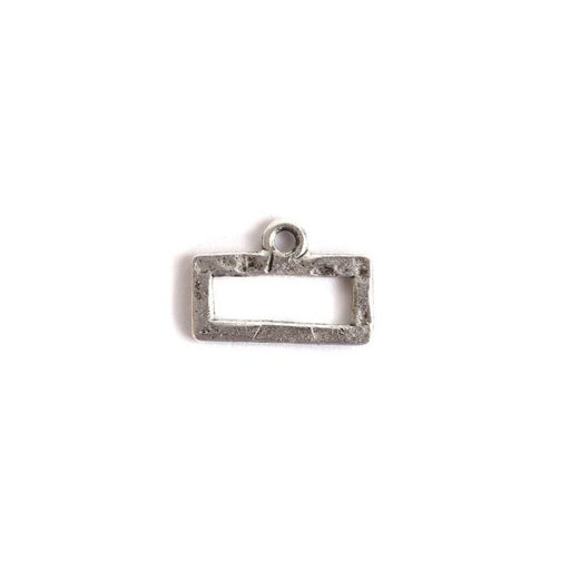 Open Back Pendant, Mini Hammered Rectangle 18x12.3mm, Antiqued Silver, by Nunn Design (1 Piece)