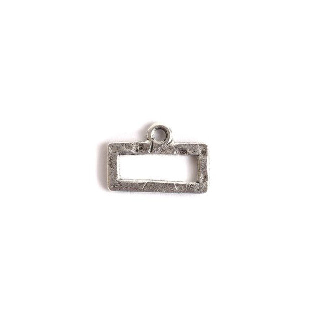 Open Back Pendant, Mini Hammered Rectangle 18x12.3mm, Antiqued Silver, by Nunn Design (1 Piece)