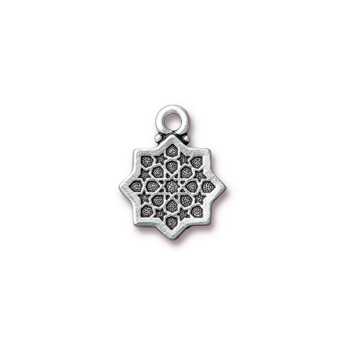 Charm, Crescent Moon and Star 20x16mm, Antiqued Silver Plated, by TierraCast (1 Piece)
