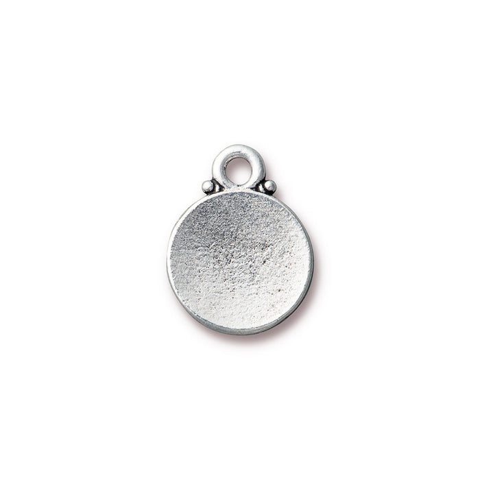 Charm, Round with Chai Symbol 19x15mm, Antiqued Silver Plated, by TierraCast (1 Piece)