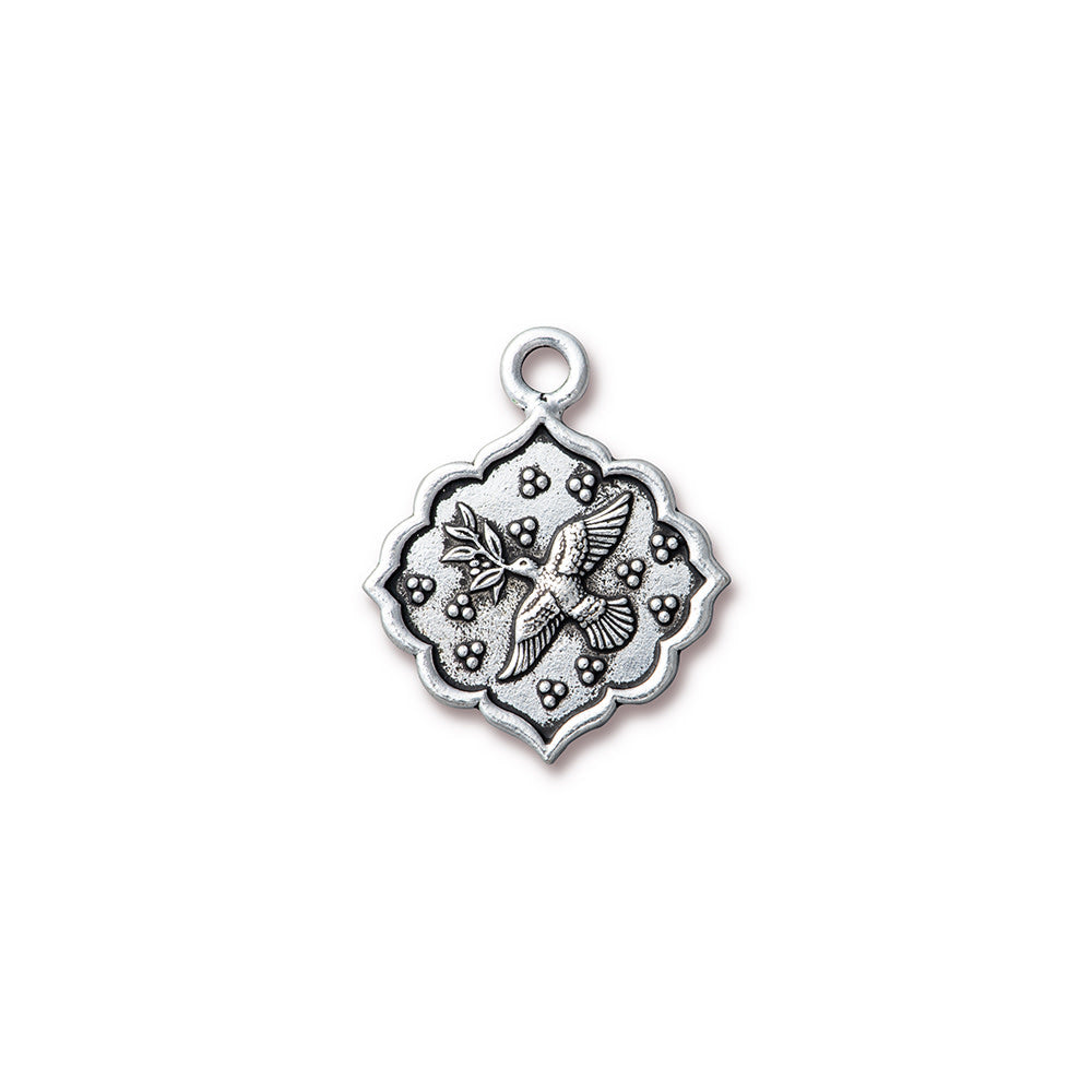 Pendant, Peace Dove 29x24mm, Antiqued Silver Plated, by TierraCast (1 Piece)