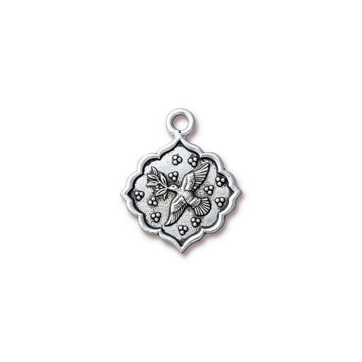 Pendant, Peace Dove 29x24mm, Antiqued Silver Plated, by TierraCast (1 Piece)