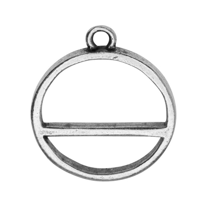 Open Back Bezel Pendant, Circle Horizon 23.5x27mm, Ant. Silver by Nunn Design (1 Piece)