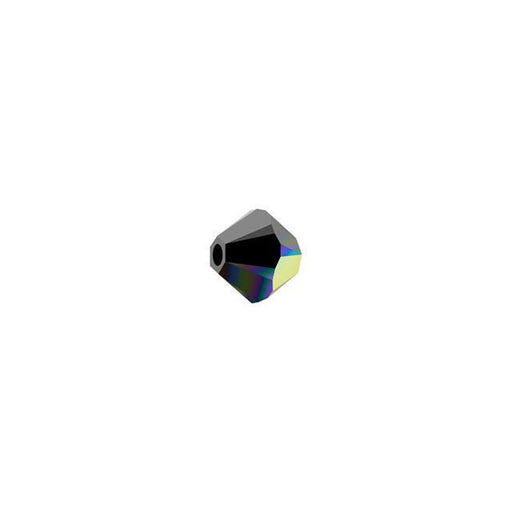 PRESTIGE Crystal, #5328 Swarovski Bicone Bead 4mm, Jet AB (1 Piece)