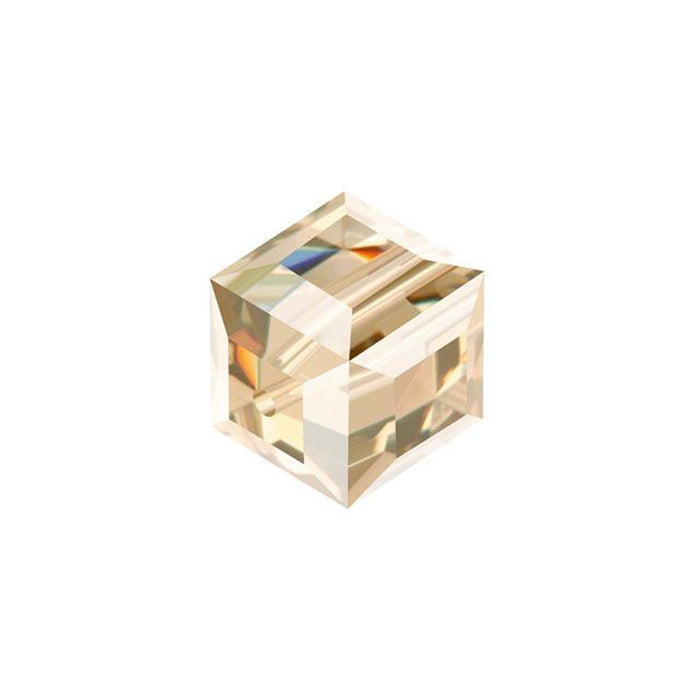 PRESTIGE Crystal, #5601 Swarovski Faceted Cube Bead 8mm, Crystal Golden Shadow (1 Piece)
