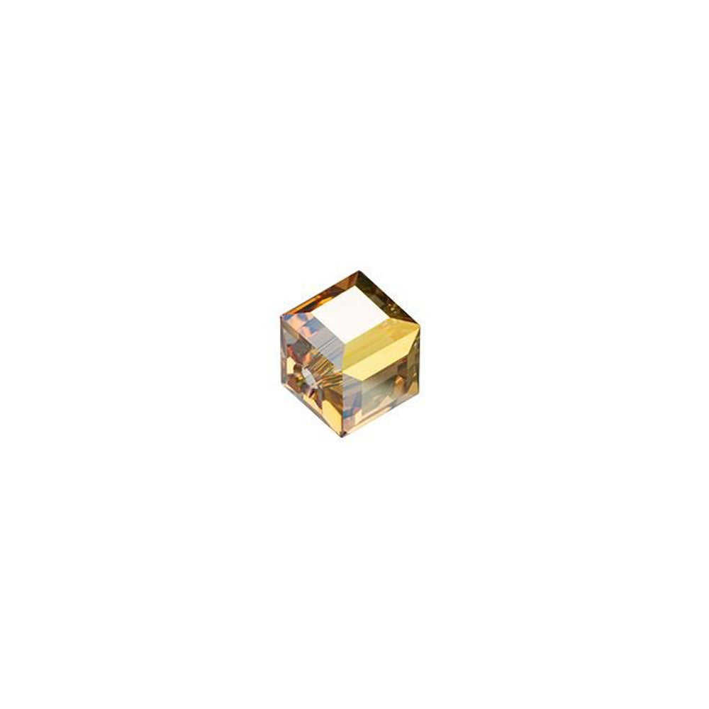 PRESTIGE Crystal, #5601 Faceted Cube Bead 4mm, Metallic Sunshine (1 Piece)