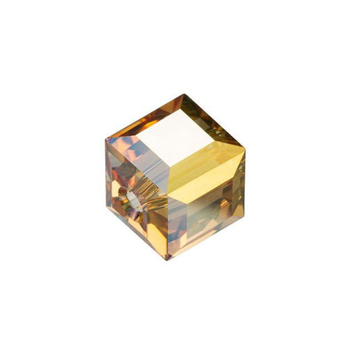 PRESTIGE Crystal, #5601 Faceted Cube Bead 8mm, Metallic Sunshine (1 Piece)