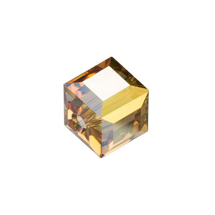 PRESTIGE Crystal, #5601 Faceted Cube Bead 8mm, Metallic Sunshine (1 Piece)