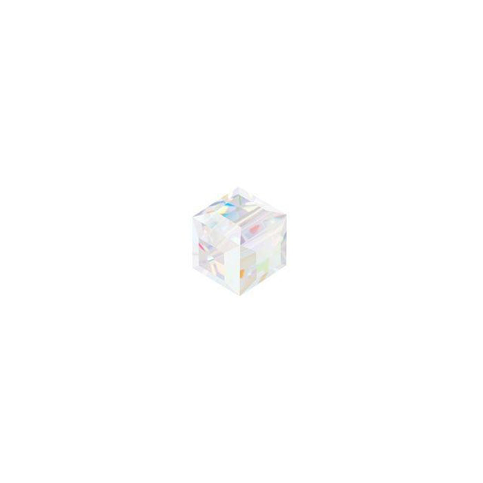 PRESTIGE Crystal, #5601 Faceted Cube Bead 4mm, Crystal AB (1 Piece)