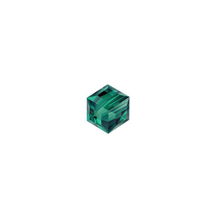 PRESTIGE Crystal, #5601 Swarovski Faceted Cube Bead 4mm, Emerald (1 Piece)