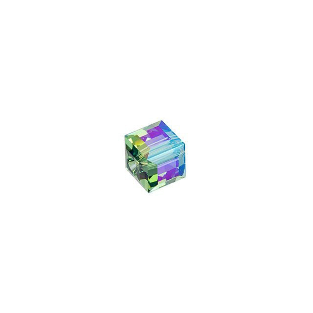 PRESTIGE Crystal, #5601 Swarovski Faceted Cube Bead 4mm, Erinite Shimmer B (1 Piece)