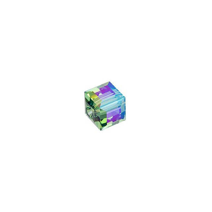 PRESTIGE Crystal, #5601 Swarovski Faceted Cube Bead 4mm, Erinite Shimmer B (1 Piece)