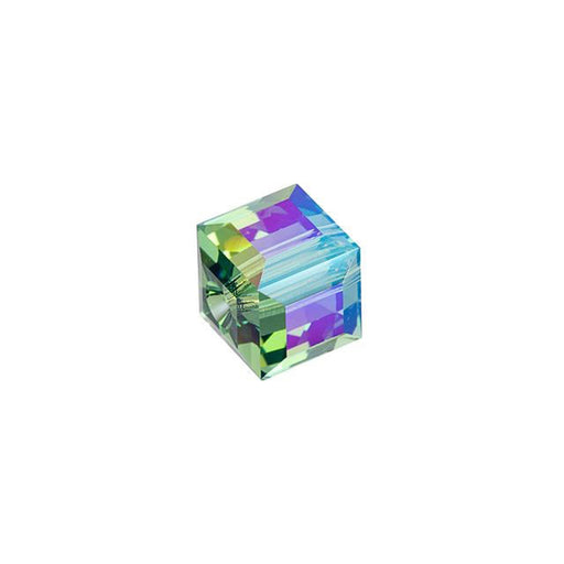PRESTIGE Crystal, #5601 Swarovski Faceted Cube Bead 6mm, Erinite Shimmer B (1 Piece)