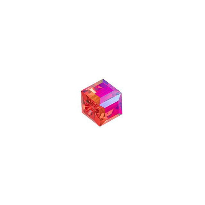 Swarovski Crystal, #5601 Swarovski Faceted Cube Bead 4mm, Light Siam Shimmer B (1 Piece)
