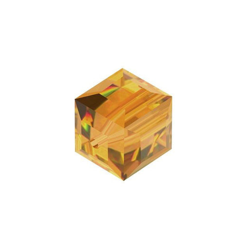 PRESTIGE Crystal, #5601 Faceted Cube Bead 8mm, Topaz (1 Piece)