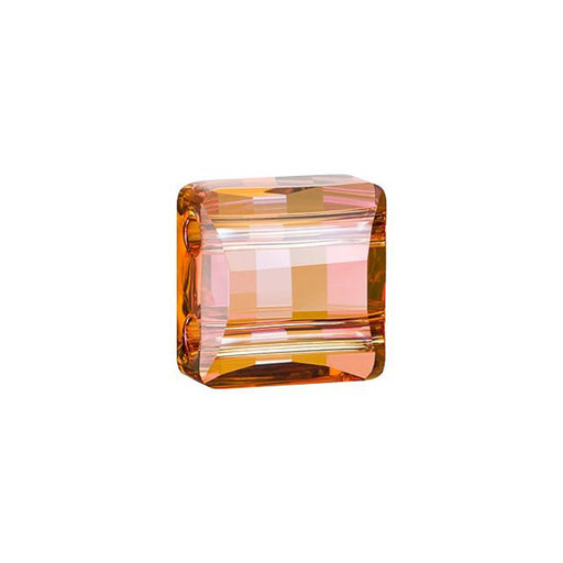 PRESTIGE Crystal, #5625 Swarovski Square Stairway 2-Hole Bead 10mm, Crystal Copper (1 Piece)