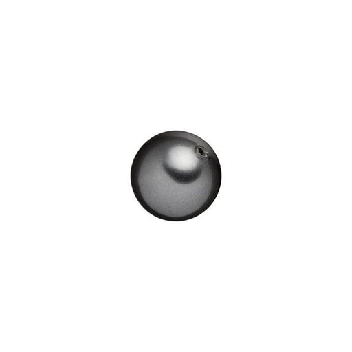 PRESTIGE Crystal, #5818 Swarovski Round Half-Drilled Pearl Bead 6mm, Dark Grey (1 Piece)