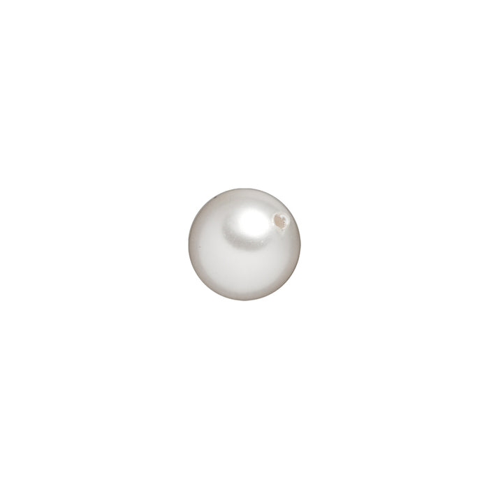 PRESTIGE Crystal, #5818 Round Half-Drilled Pearl Bead 8mm, White (1 Piece)