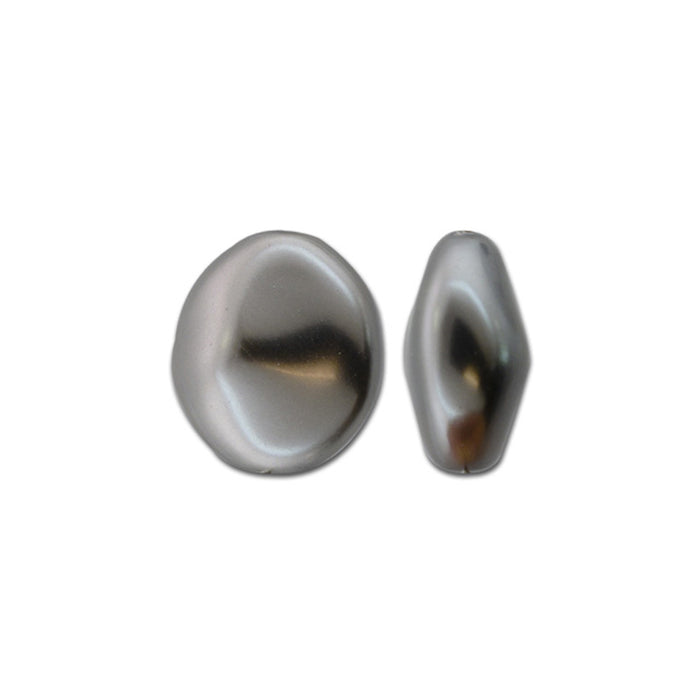 PRESTIGE Crystal, #5842 Baroque Coin Pearl Bead 10mm, Dark Grey (1 Piece)