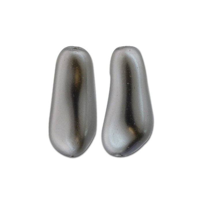 PRESTIGE Crystal, #5844 Baroque Elongated Pearl Bead 14mm, Dark Grey (1 Piece)