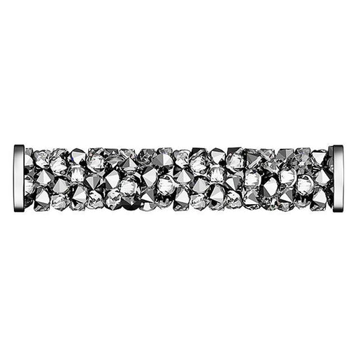 PRESTIGE Crystal, #5950 Swarovski Fine Rocks Tube Bead with End Caps 30mm, Light Chrome / Stainless Steel (1 Piece)