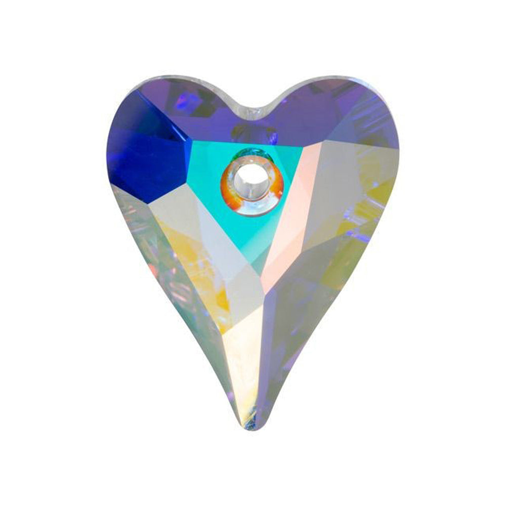 Swarovski Crystal, #6240 Swarovski Wild Heart Pendant 12mm, Crystal AB (1 Piece)