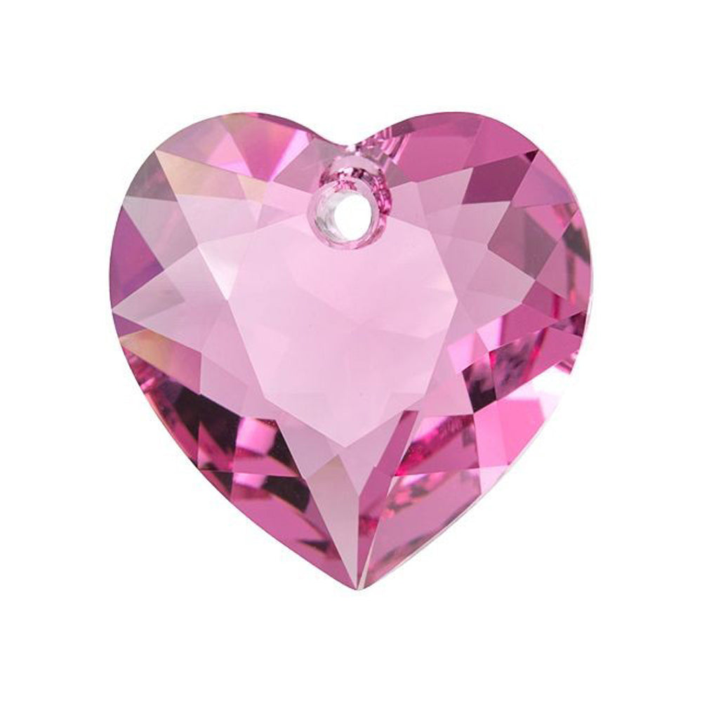 PRESTIGE Crystal, #6432 Heart Cut Pendant 15mm, Rose (1 Piece)