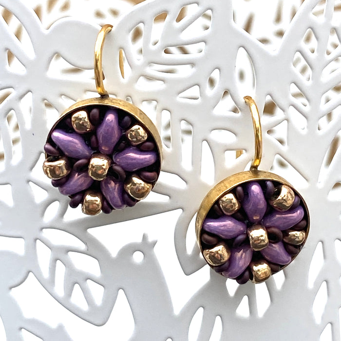 Star Flower Beaded Bezel Earrings