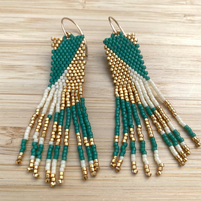 Modern Color Blocked Fringe Earrings