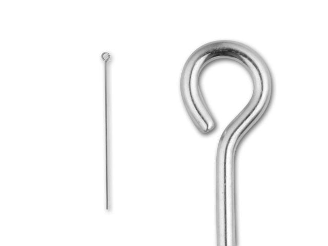 Open Eye Pins, 2 Inches Long and 22 Gauge Thick, Sterling Silver (10 Pieces)