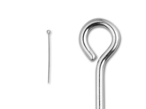 Open Eye Pins, 1.5 Inches Long and 22 Gauge Thick, Sterling Silver (10 Pieces)