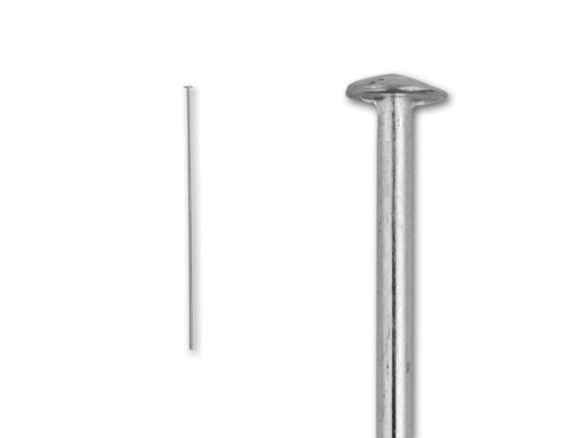 Head Pins, 2 Inches Long and 22 Gauge Thick, Sterling Silver (10 Pieces)