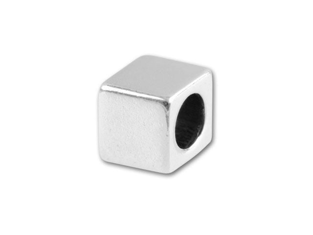 Sterling Silver, Alphabet Cube Bead Letter 'Blank' 4.5mm, Antiqued