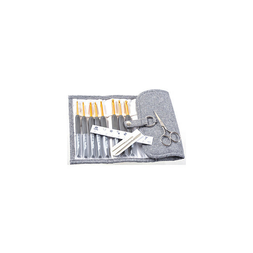 Tulip Crochet Hooks, Etimo with Royal Silver Scissors and Case (13 Piece Set)