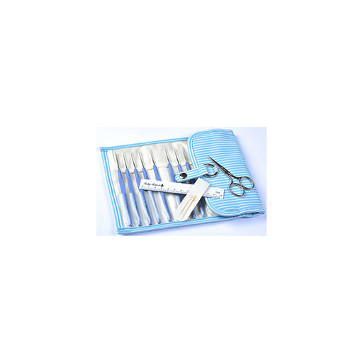Tulip Crochet Hooks, Etimo Steel with Royal Silver Scissors and Case (13 Piece Set)