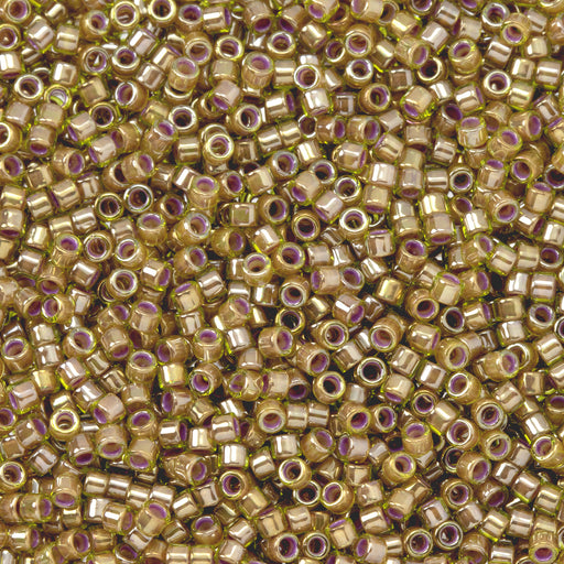 Toho Aiko Seed Beads, 11/0 #1042 'Orange-Lined Lt Peridot' (4 Grams)
