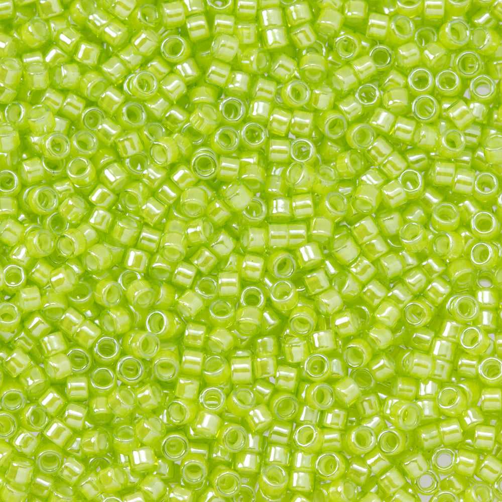Toho Aiko Seed Beads, 11/0 #1045 'Yellow-Lined Lemon Lime' (4 Grams)