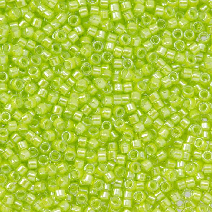 Toho Aiko Seed Beads, 11/0 #1045 'Yellow-Lined Lemon Lime' (4 Grams)