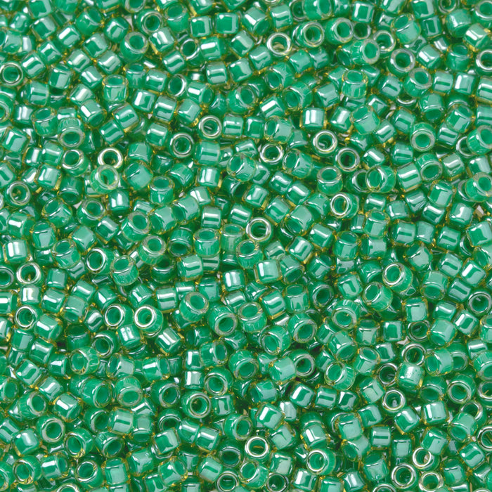 Toho Aiko Seed Beads, 11/0 #1052 'Mint-Lined Lt Jonquil' (4 Grams)