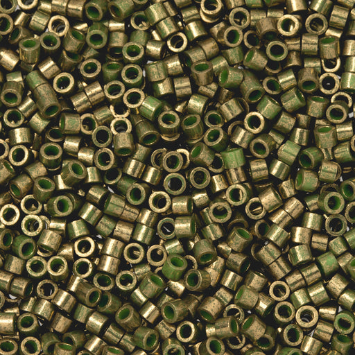 Toho Aiko Seed Beads, 11/0 #1702 'Gilded Marble Green' (4 Grams)